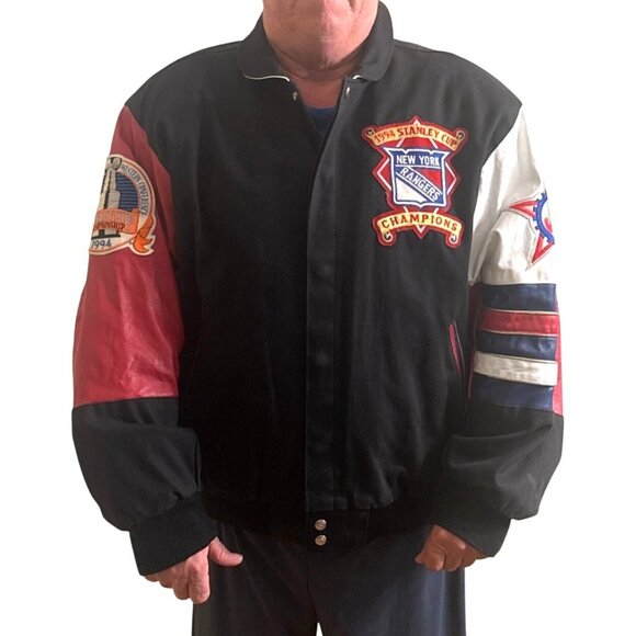 1994 NHL Rangers Stanley Cup Champions Jacket XL Jeff Hamilton Coat Black/Red - Picture 3 of 16